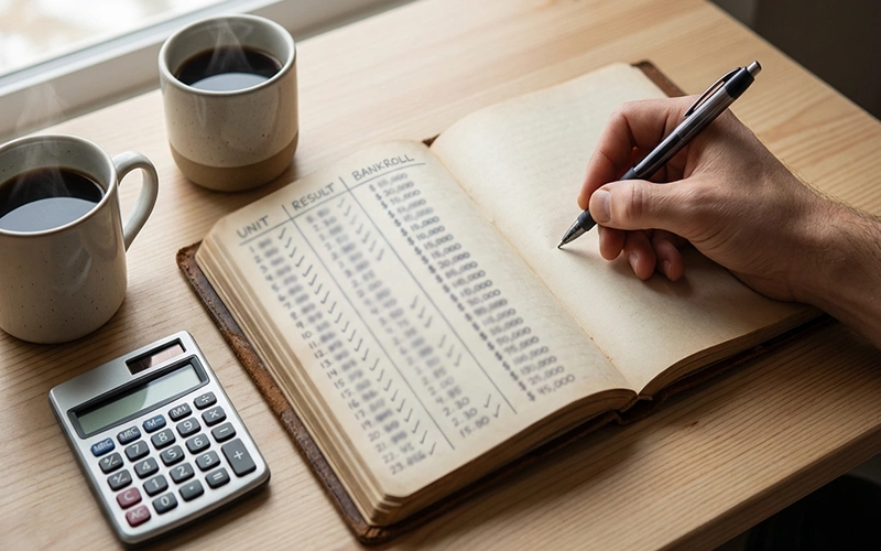 Notitieboek met unit-systeem berekeningen voor sportwedden