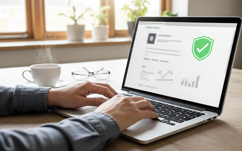 Nederlandse sportwedder controleert bookmaker licentie op laptop