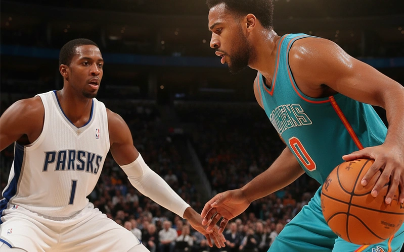 NBA sterspeler in actie met de bal tijdens belangrijke wedstrijd