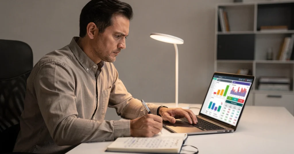 Geconcentreerde sportwedder analyseert NBA statistieken