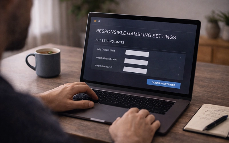 Persoon stelt speellimieten in op wedplatform
